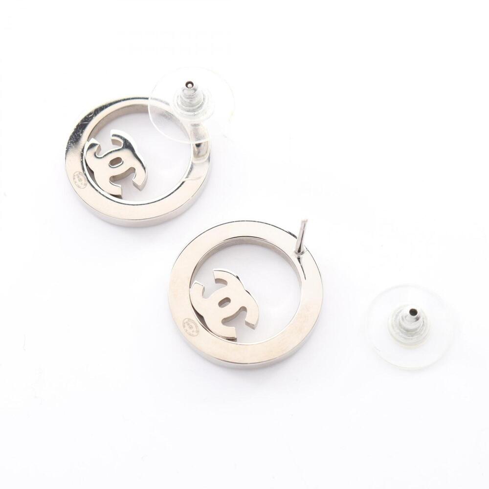 CHANEL White Logo Earrings - Picture 2 of 6